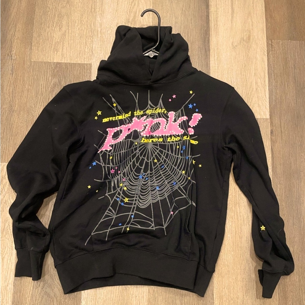 SP5DER PINK HOODIE (BLACK)